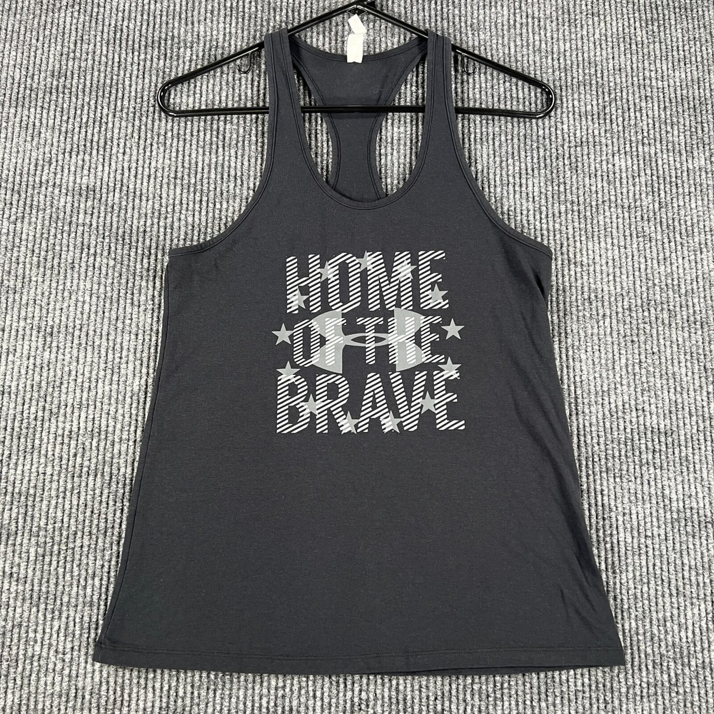 Under Armour Womens‎ Tank Top Shirt Small Black Heat Gear Home of the Brave